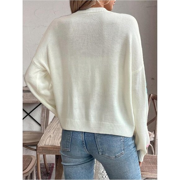 Women's Knitted Acrylic Oversized Cardigan Long Sleeve Button Up Fall Cozy - Picture 2 of 6
